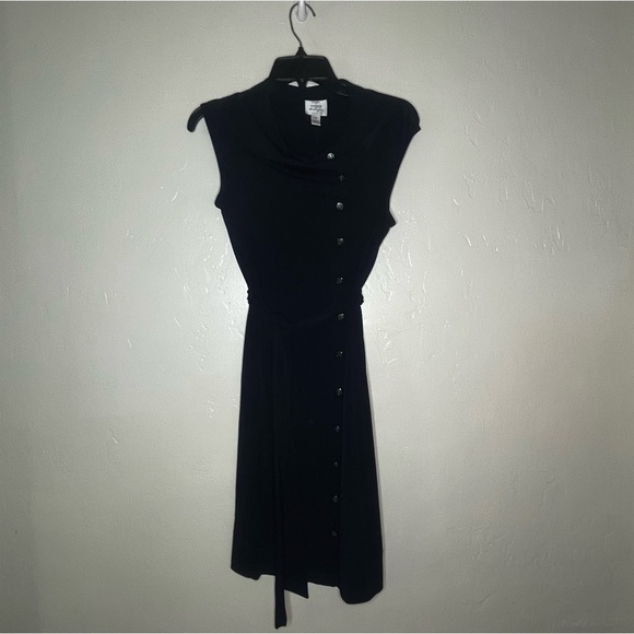 Suzi Chin for Maggy Boutique Dark Navy Stretch Belt Dress - Size 4 - Picture 1 of 8